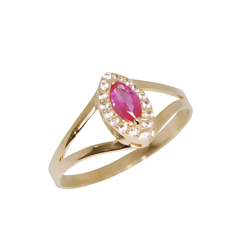 Anel de Formatura 18k Pedra Rubi 16 diamante ou zircônia