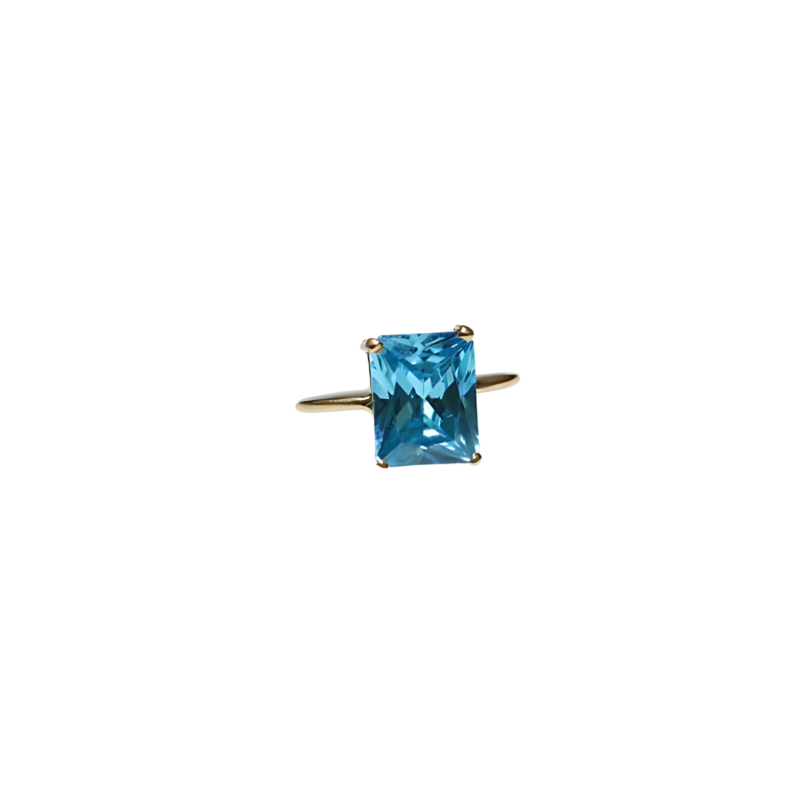 Anel de Ouro 18k com Zircônia Azul - Imagem 3