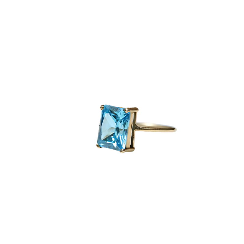 Anel de Ouro 18k com Zircônia Azul - Imagem 2