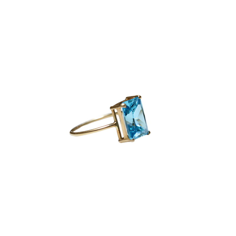 Anel de Ouro 18k com Zircônia Azul