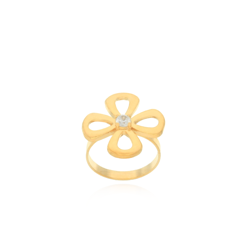 Anel de Flor com Zircônia Banhado a Ouro 18k