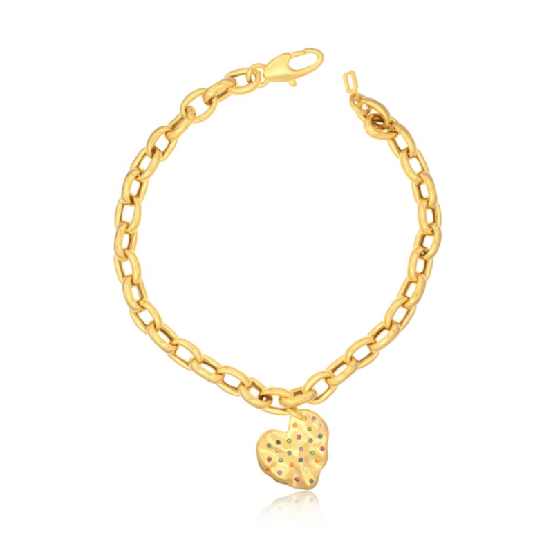 Pulseira com Pingente de Coração Banhada a Ouro