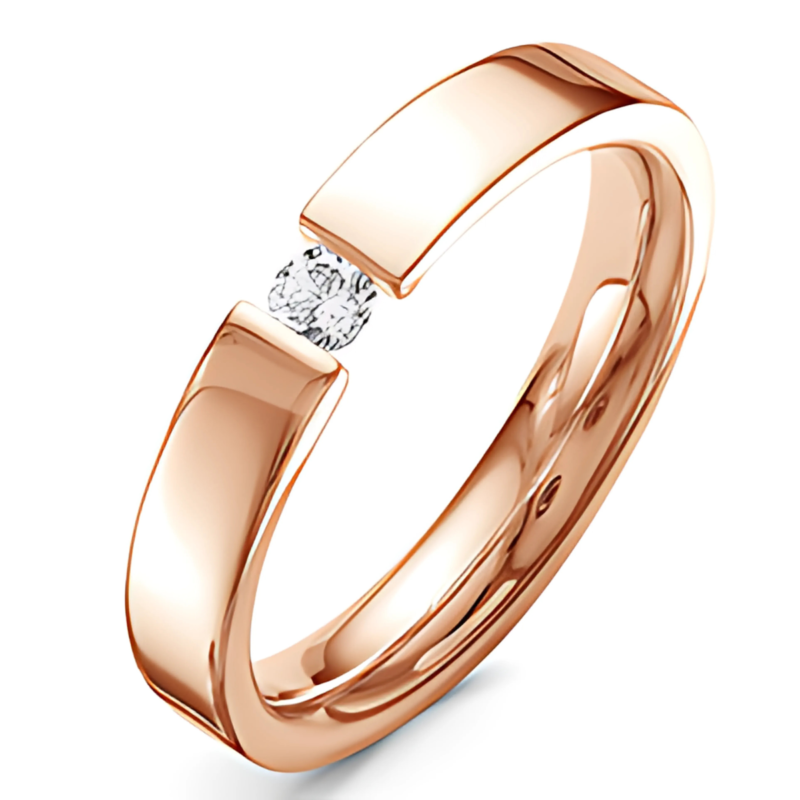 Anel Especial 5 mm Reta - 1 Diamante ou 1 Zircônia Polida de 15 Pontos - Imagem 4