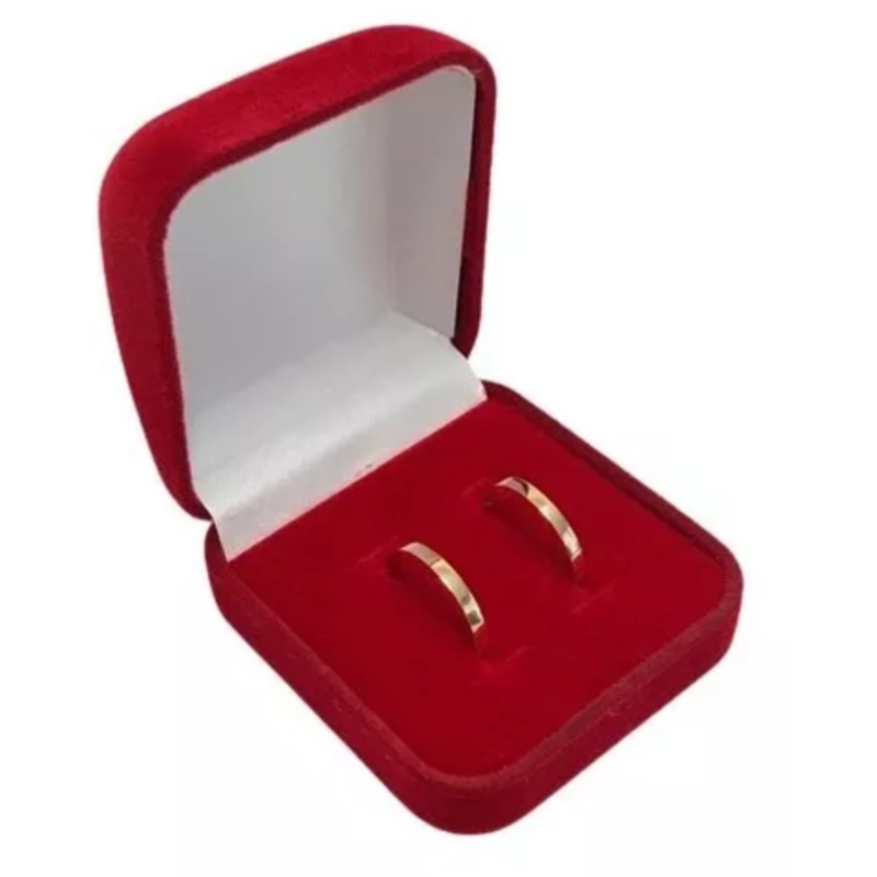 Par Aliança Lisa Tradicional Quadrada Polido Reta por Dentro 2mm - Imagem 2