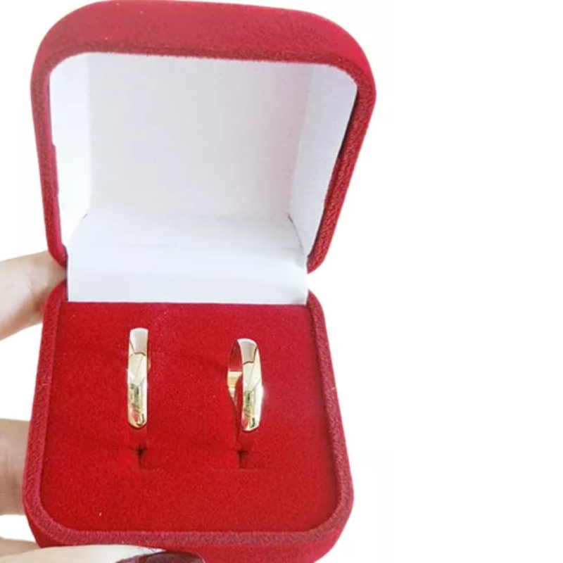 Par Aliança Lisa Tradicional Reta por Dentro  Polido 3mm - Imagem 5