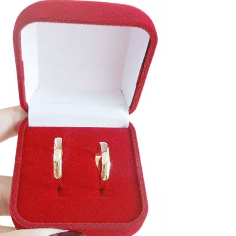 Par Aliança Lisa Tradicional Reta por Dentro  Polido 3mm - Imagem 5