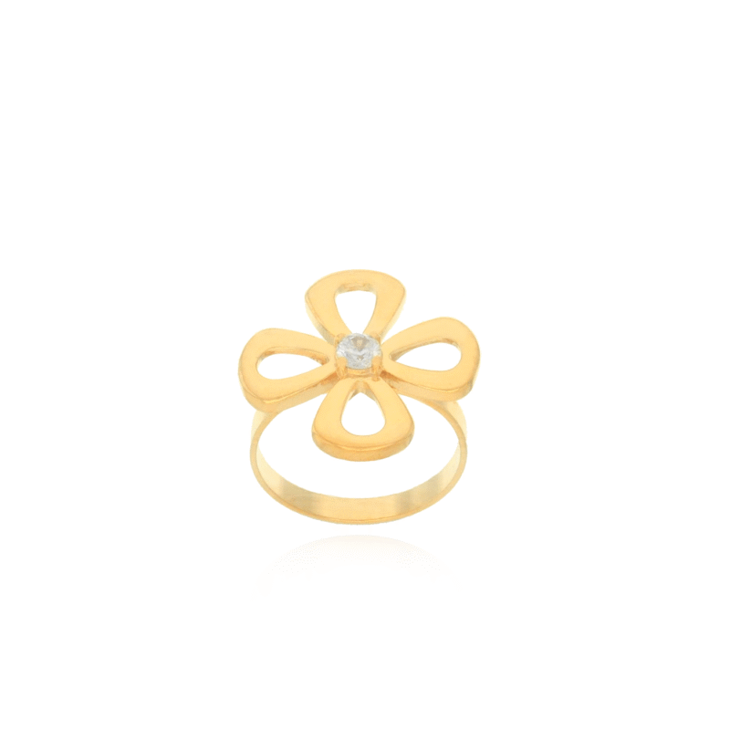 Anel de Flor com Zircônia Banhado a Ouro 18k
